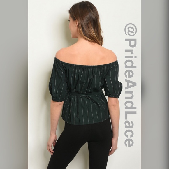 🆕 🍃🍂GREEN STRIPES LINEN TOP🍂🍃 - Picture 2 of 2